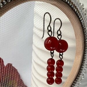 CARNELIAN Beaded Dangle Earrings